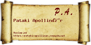 Pataki Apollinár névjegykártya